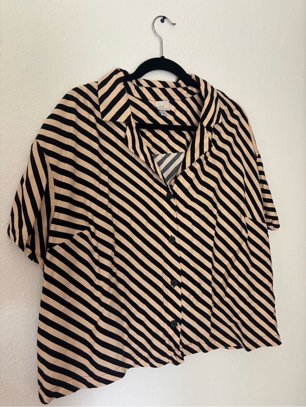 a new day Beige and Black Diagonal Striped Button-Down Shirt